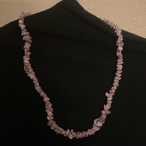Purple amethyst rock necklace